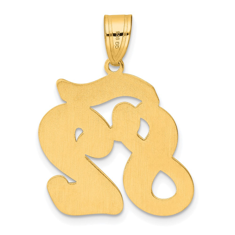 14k Brushed Border Script Number 82 Pendant