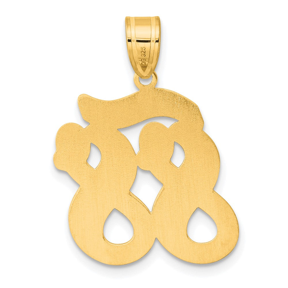 14k Brushed Border Script Number 88 Pendant