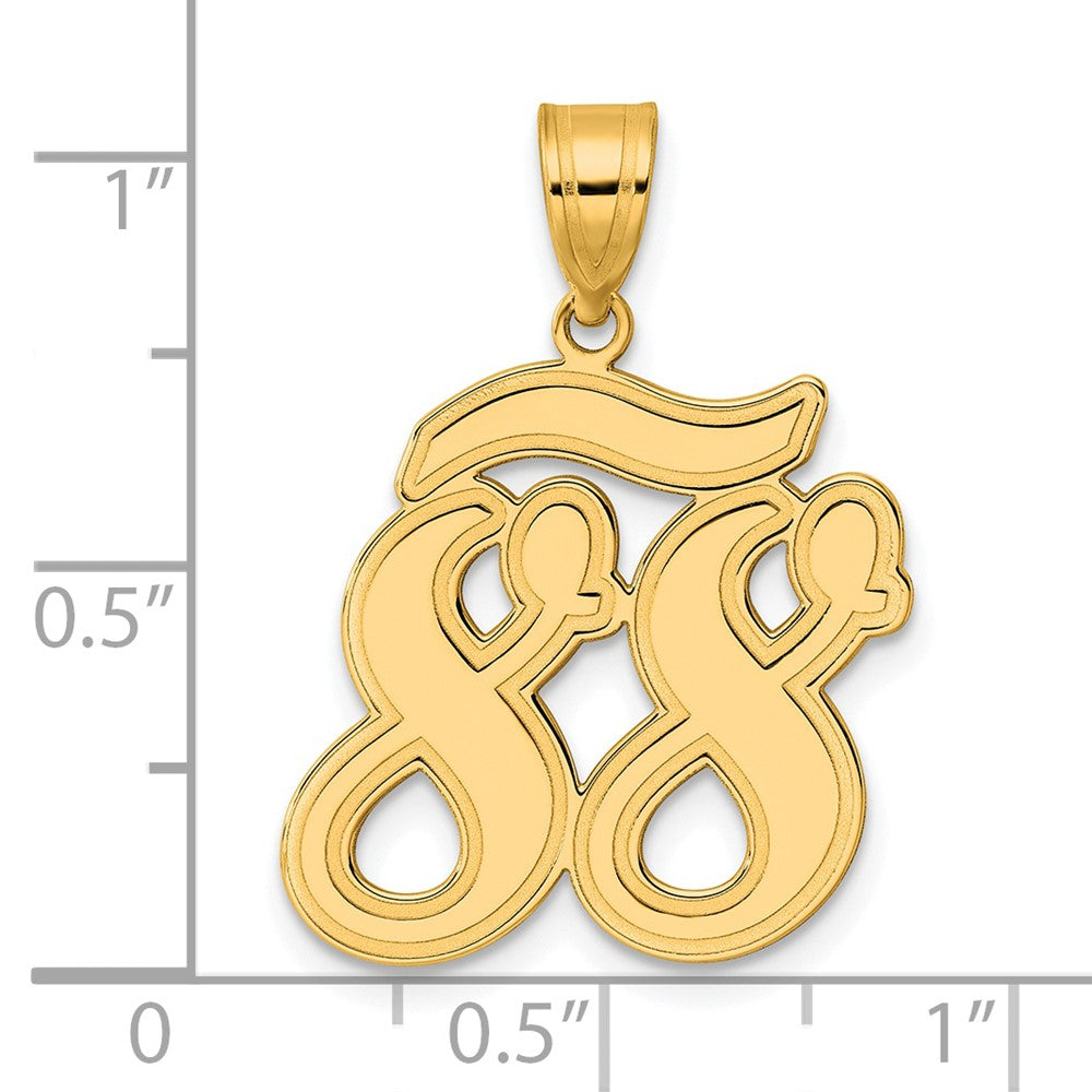 14k Brushed Border Script Number 88 Pendant