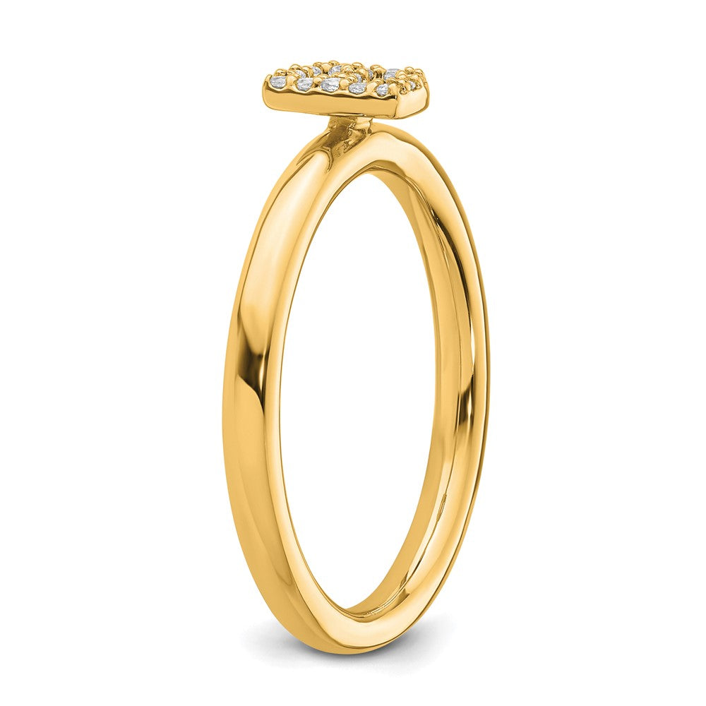 14K Stackable Diamond Initial B Ring