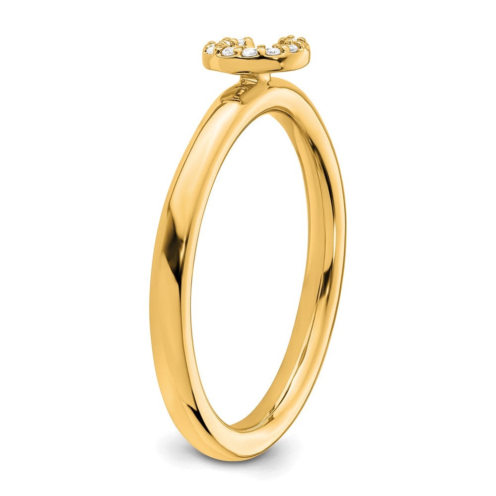 14K Stackable Diamond Initial C Ring