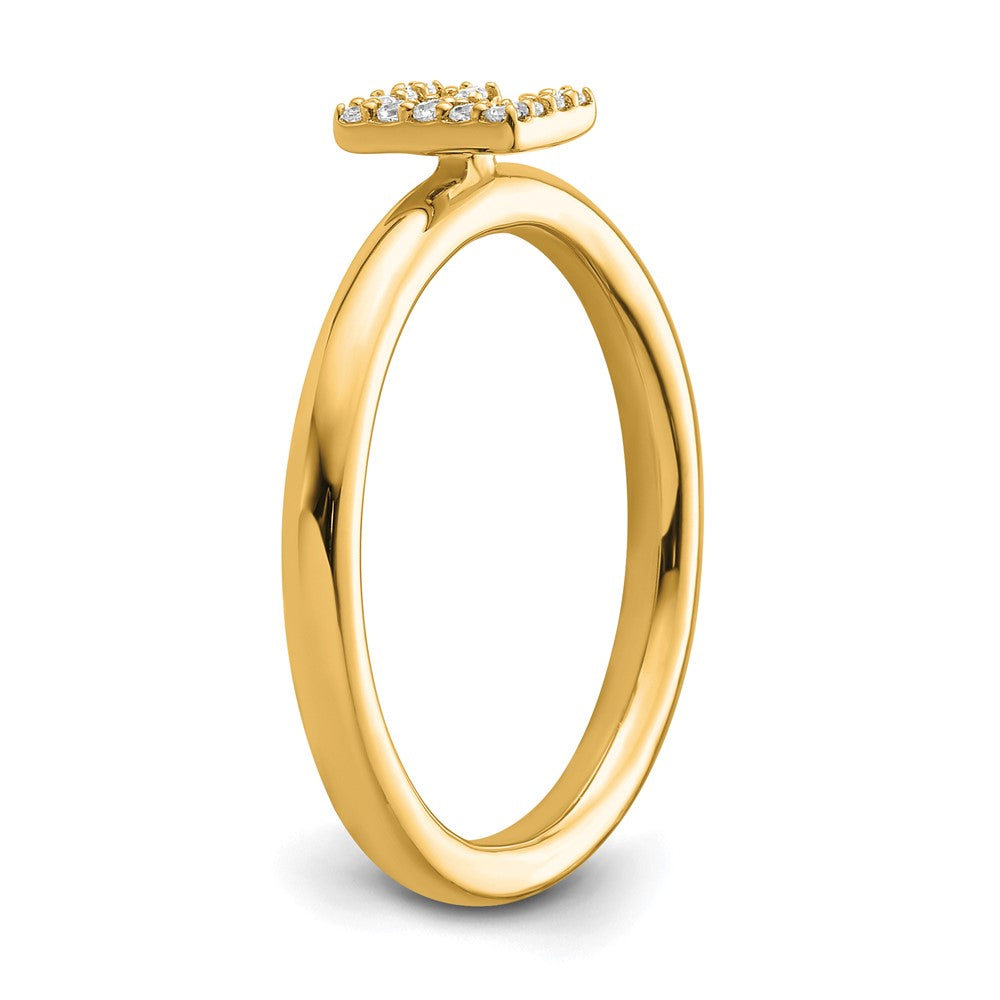 14K Stackable Diamond Initial E Ring