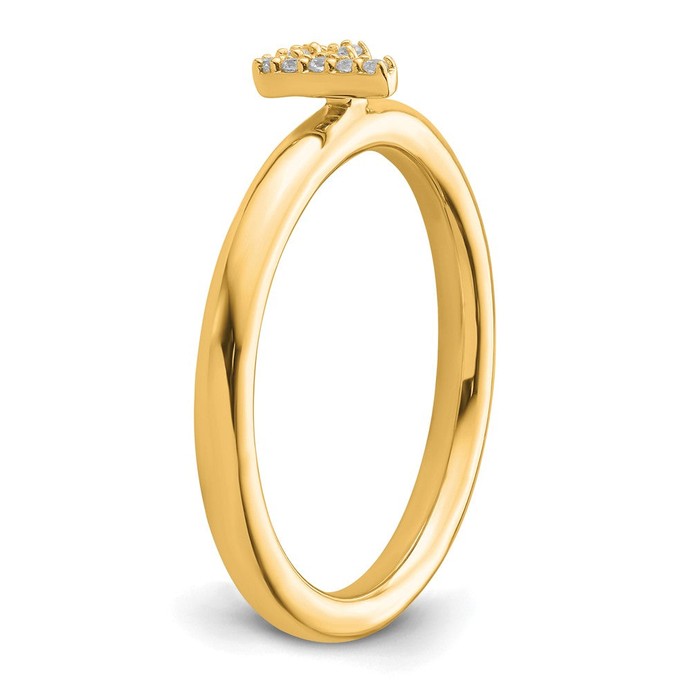 14K Stackable Diamond Initial F Ring