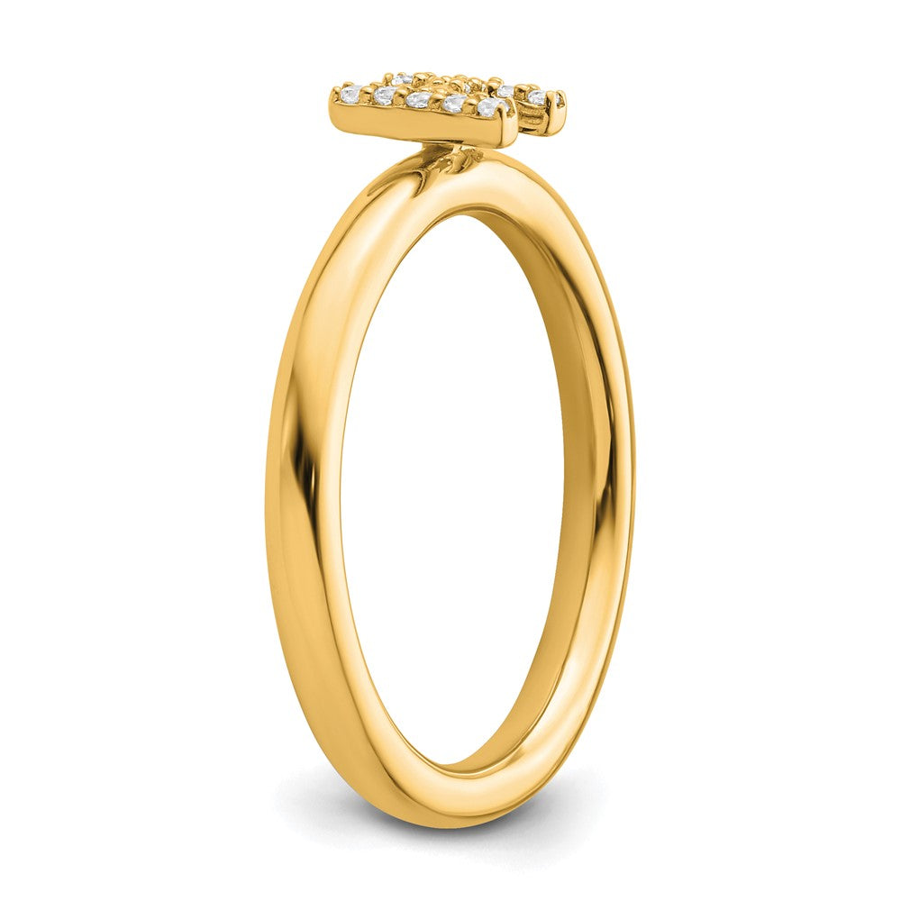 14K Stackable Diamond Initial H Ring