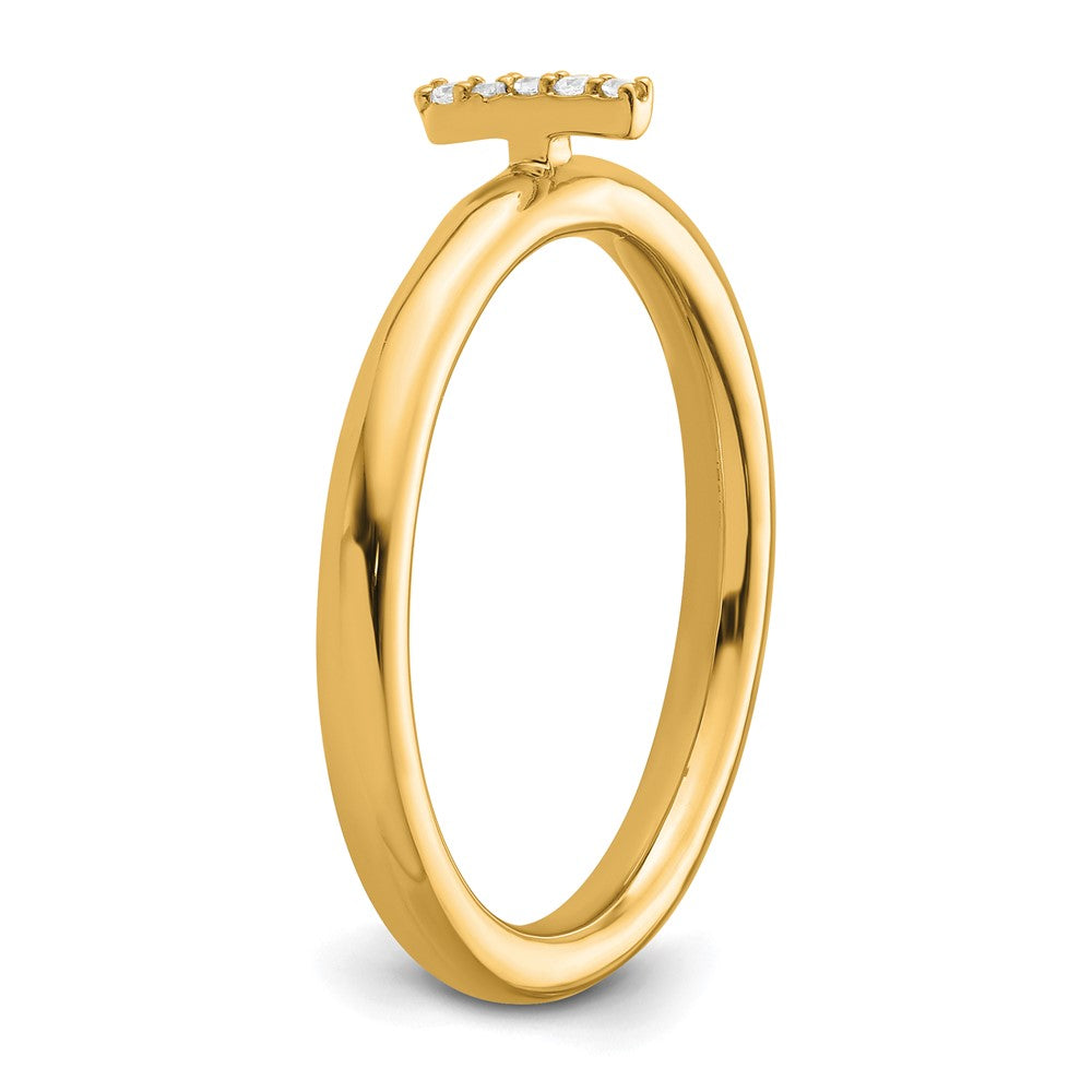 14K Stackable Diamond Initial I Ring