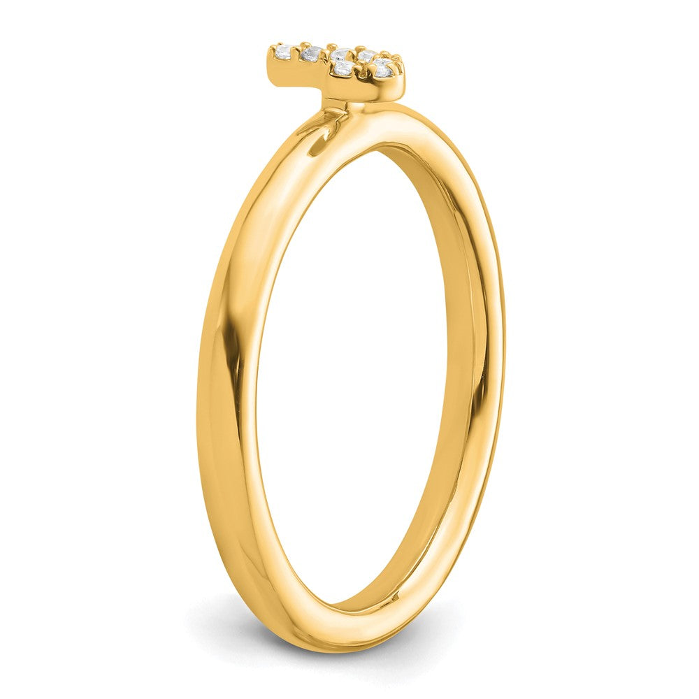 14K Stackable Diamond Initial J Ring