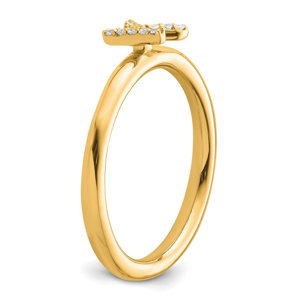 14K Stackable Diamond Initial K Ring