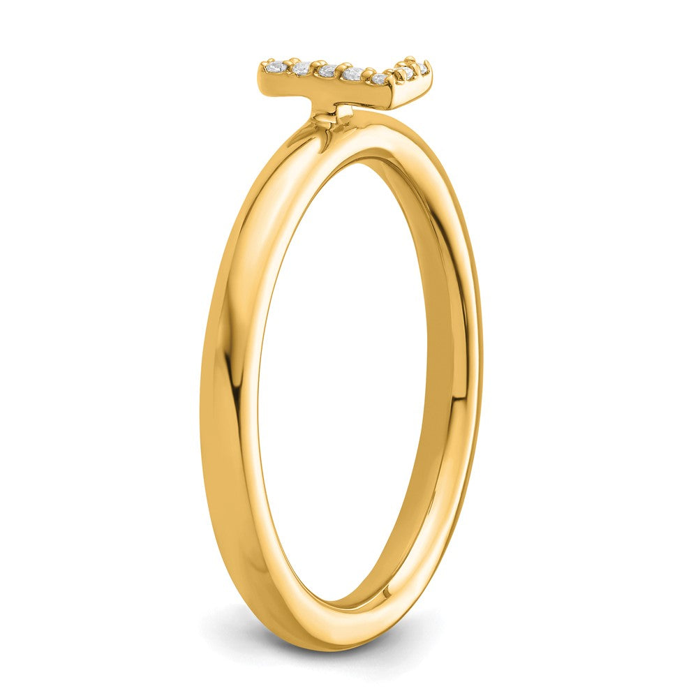 14K Stackable Diamond Initial L Ring
