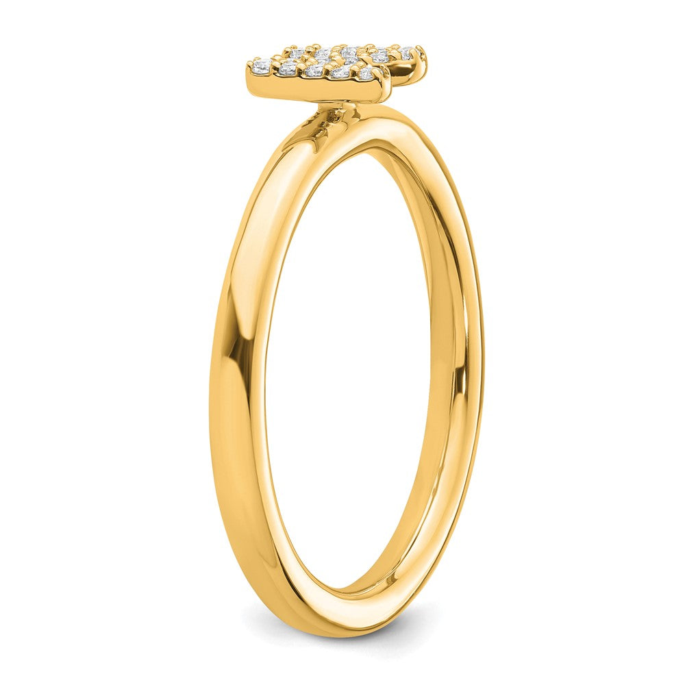 14K Stackable Diamond Initial N Ring