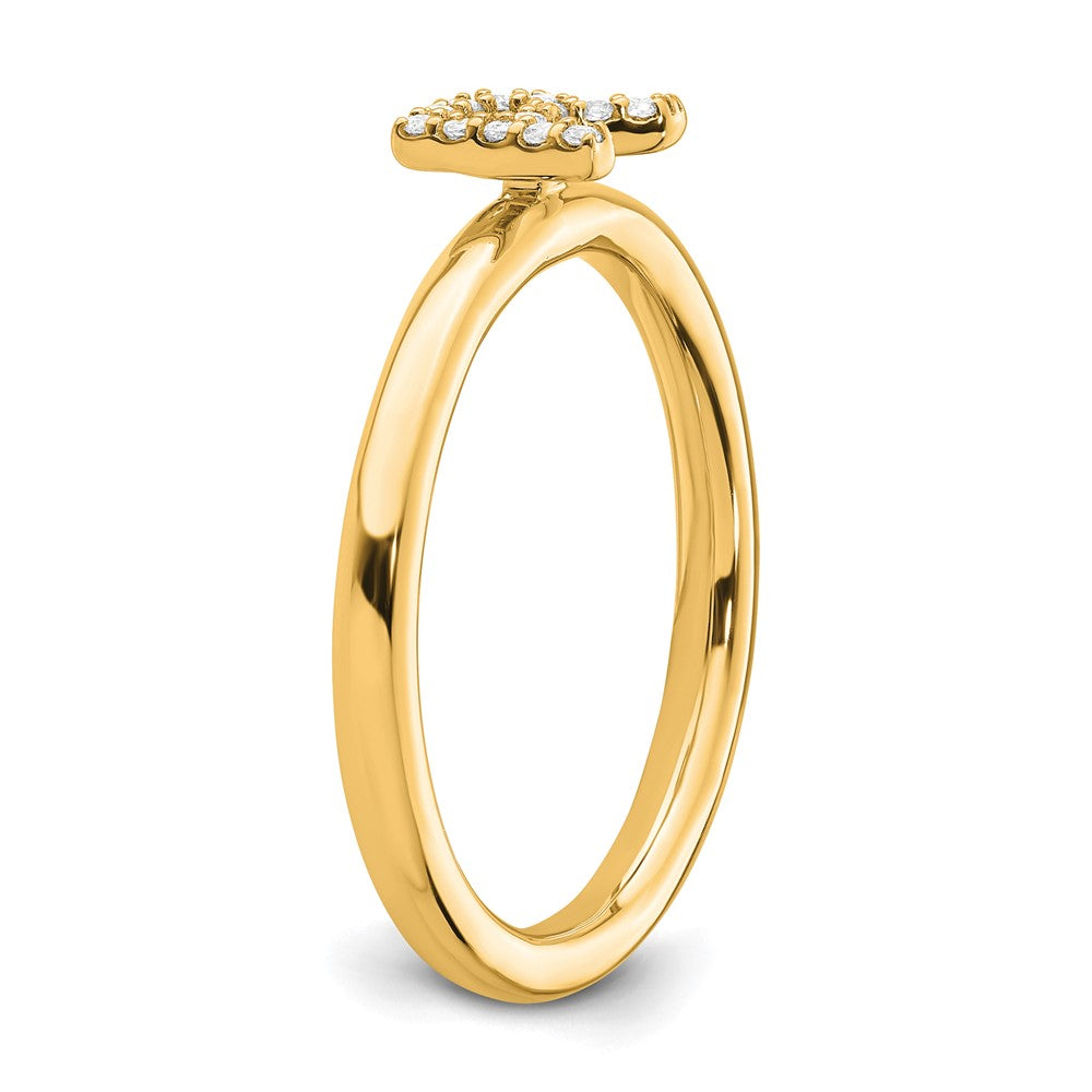 14K Stackable Diamond Initial R Ring