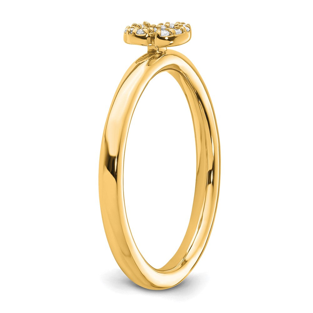 14K Stackable Diamond Initial S Ring