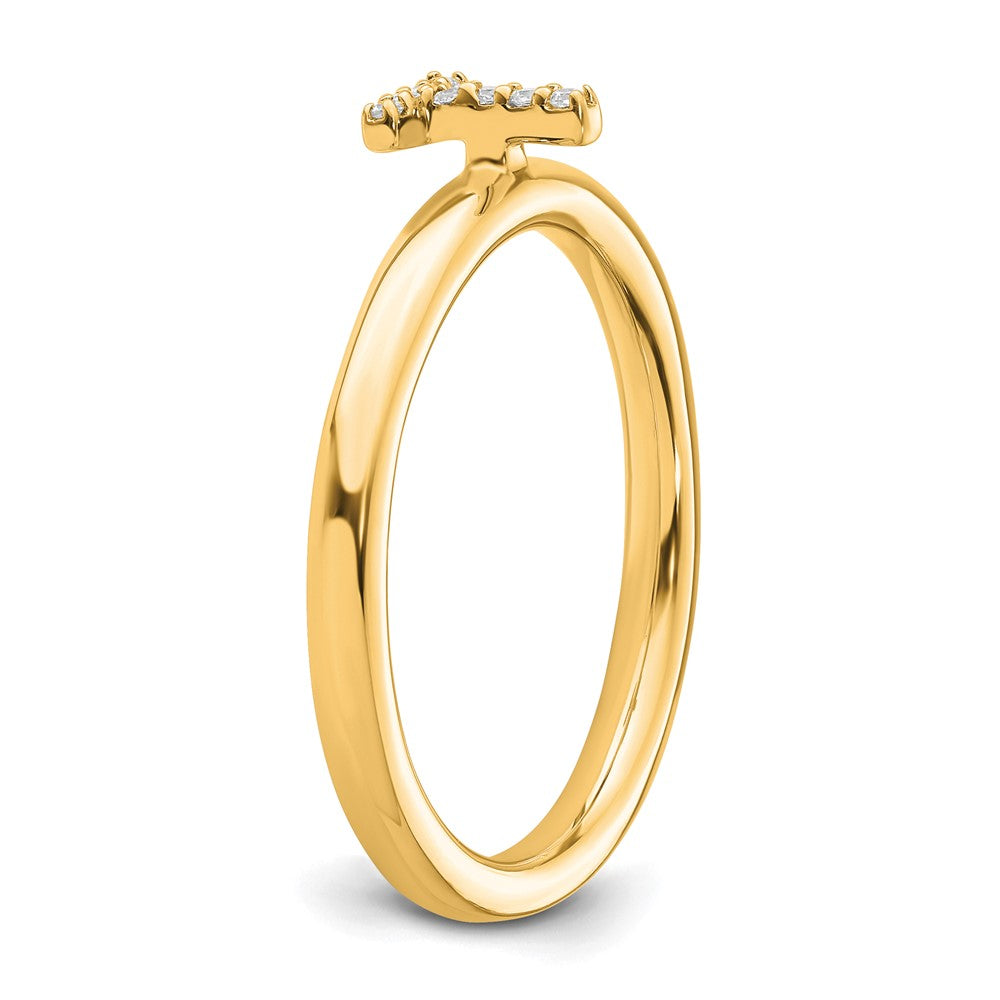 14K Stackable Diamond Initial T Ring