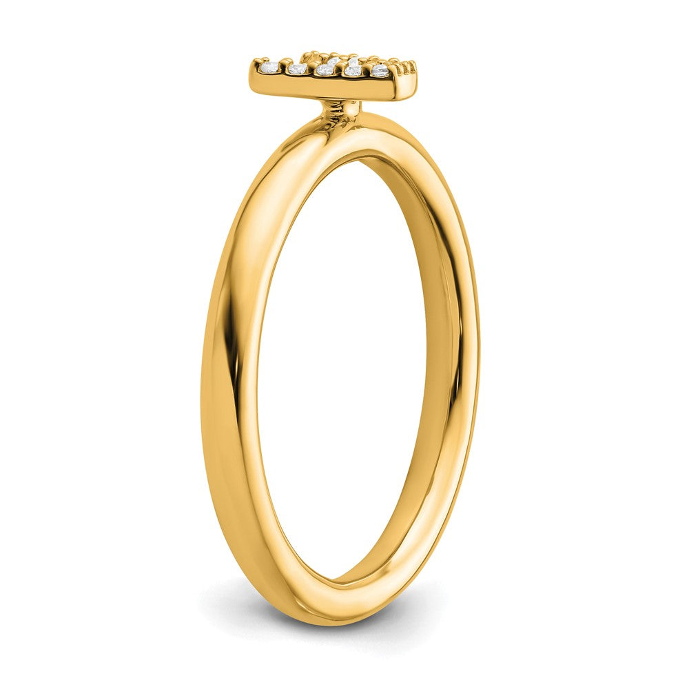 14K Stackable Diamond Initial V Ring
