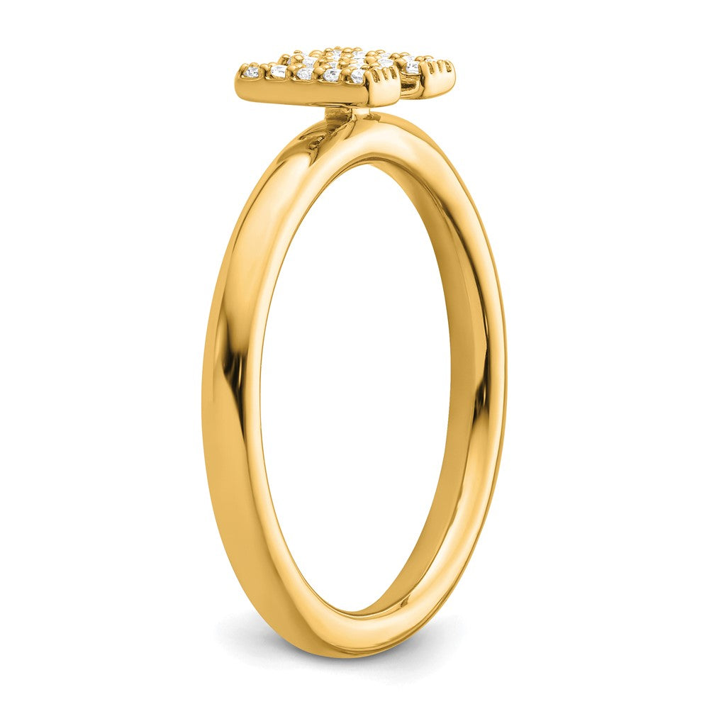14K Stackable Diamond Initial W Ring