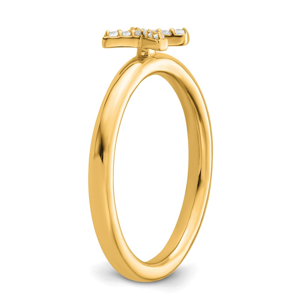 14K Stackable Diamond Initial X Ring