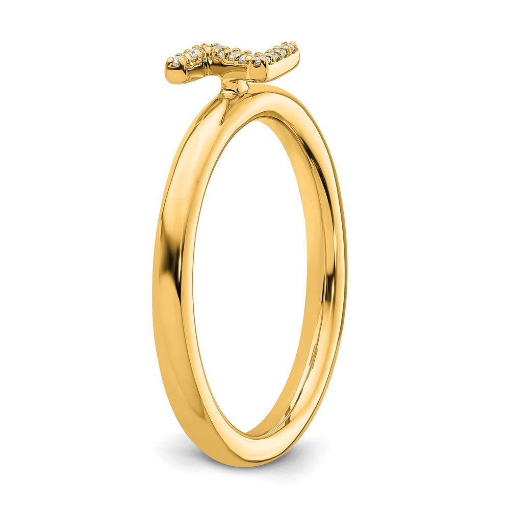 14K Stackable Diamond Initial Z Ring