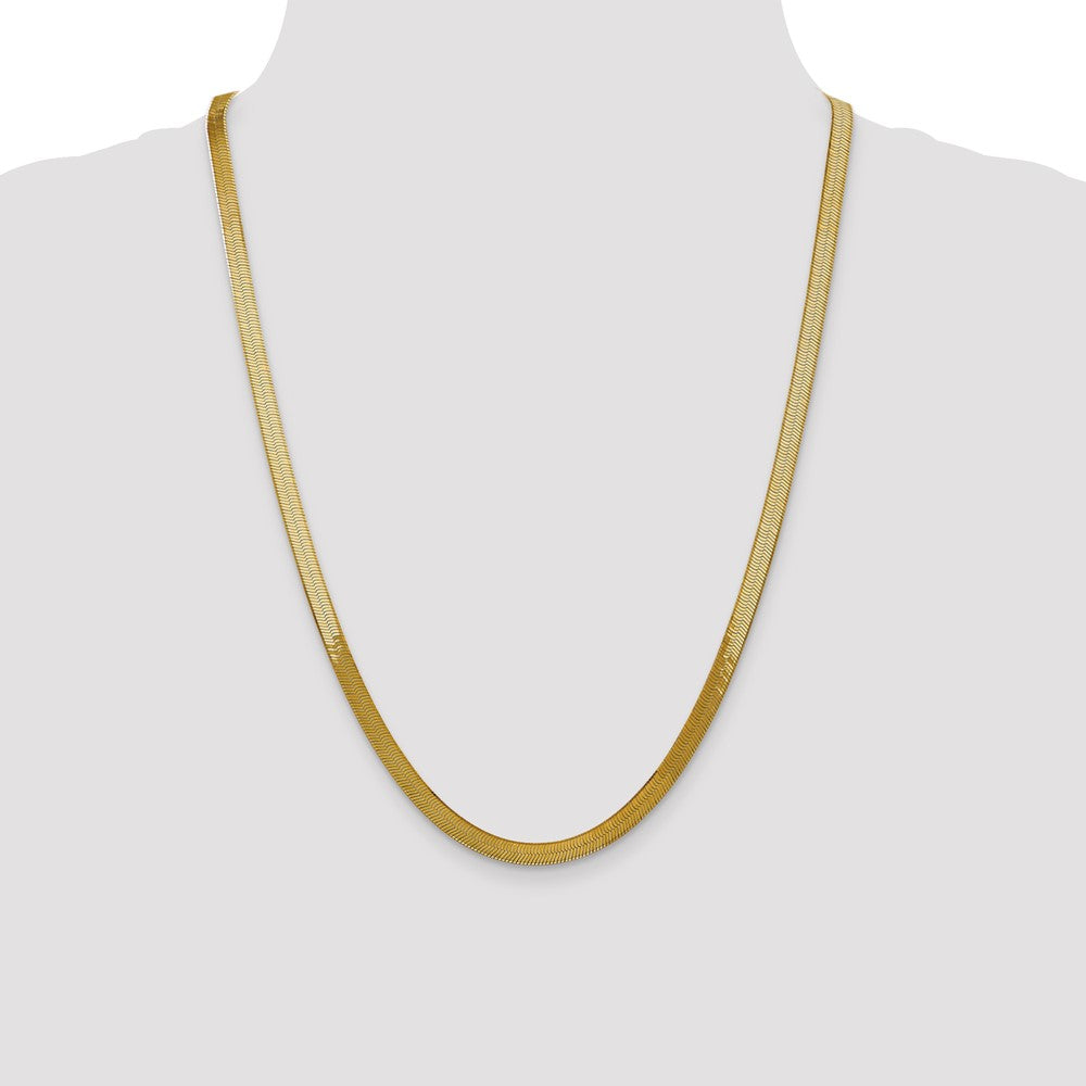 14K 24 inch 5mm Silky Herringbone with Lobster Clasp Chain