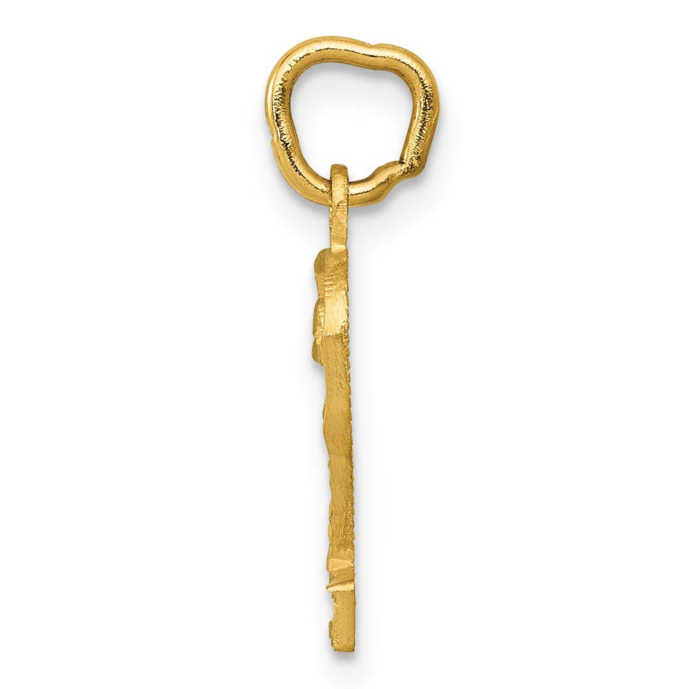 14k Small Brushed Diamond-cut Number 2 Charm