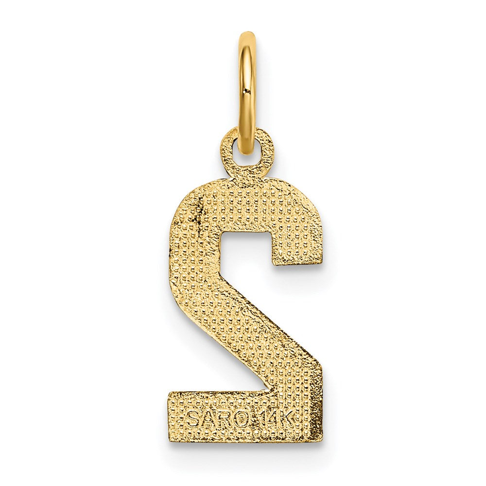 14k Small Brushed Diamond-cut Number 2 Charm