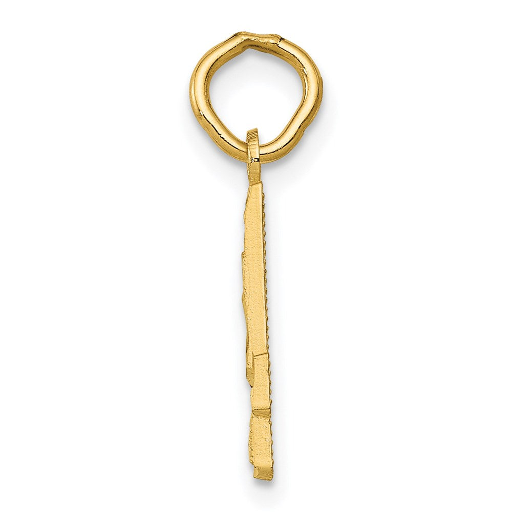 14k Small Brushed Diamond-cut Number 4 Charm