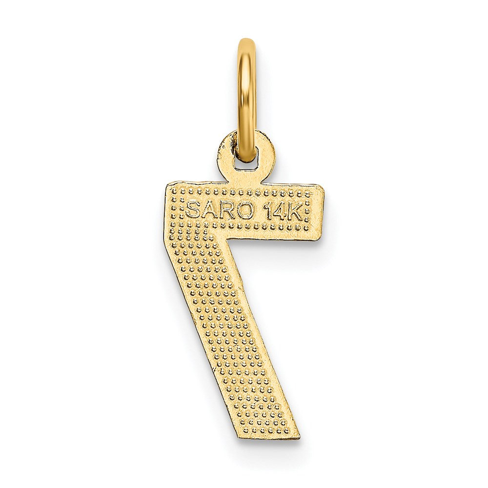 14k Small Brushed Diamond-cut Number 7 Charm