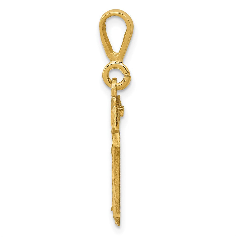 14k Small Brushed Diamond-cut Number 10 Charm
