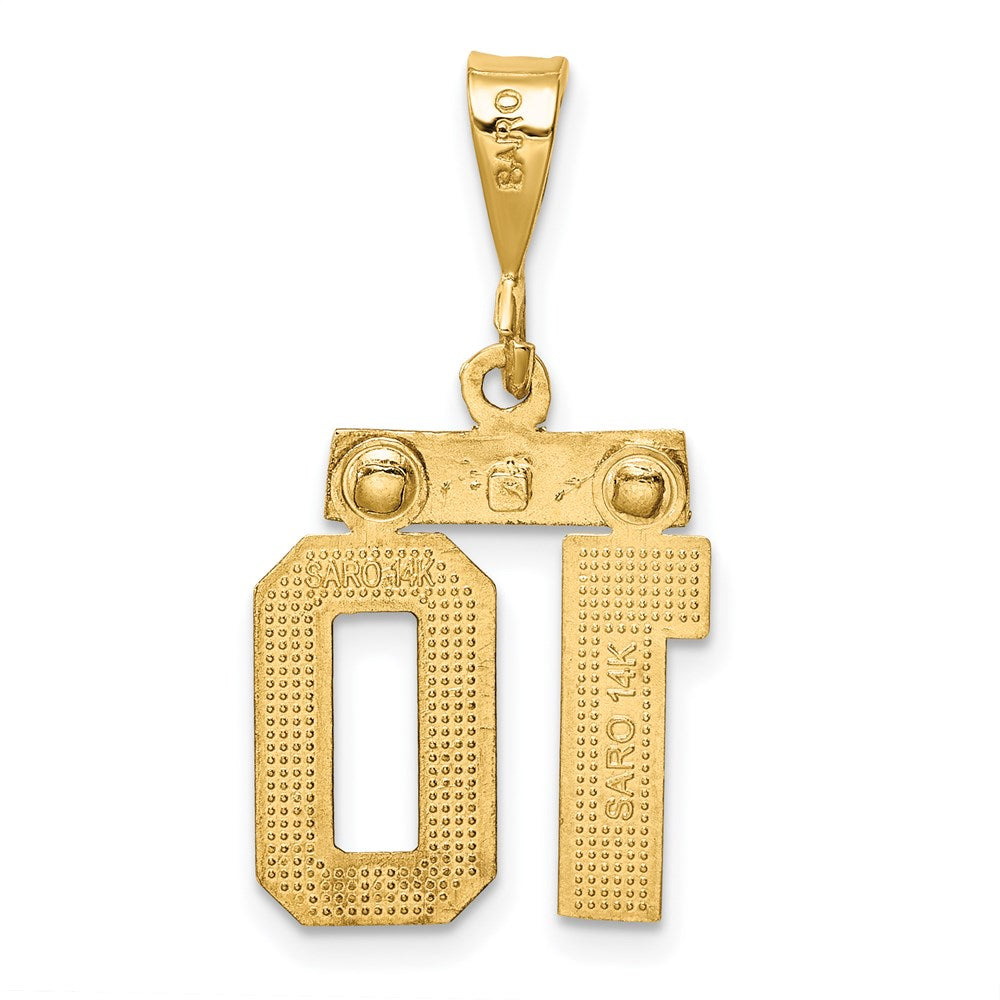 14k Small Brushed Diamond-cut Number 10 Charm