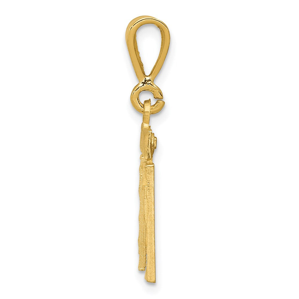 14k Small Brushed Diamond-cut Number 11 Charm