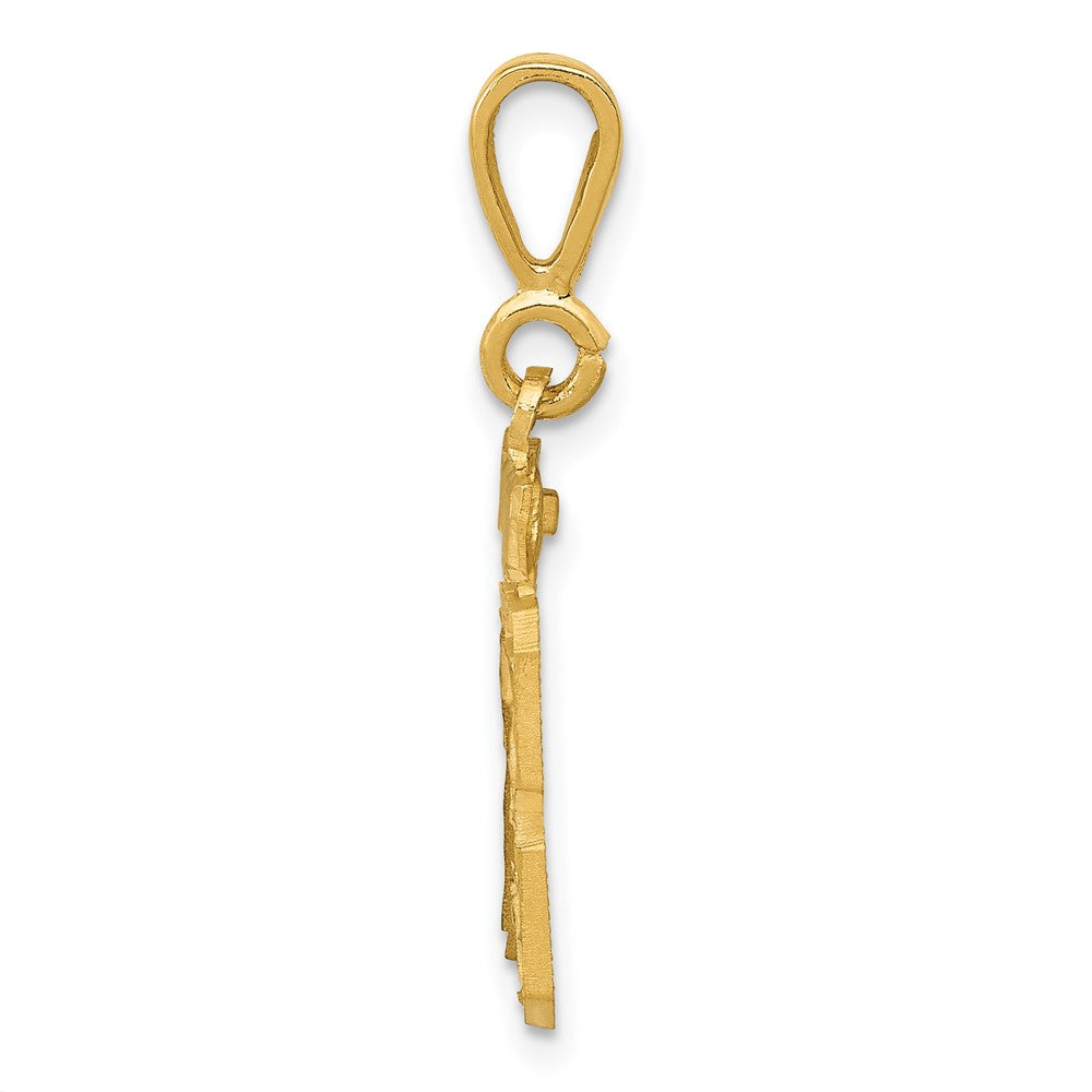 14k Small Brushed Diamond-cut Number 13 Charm