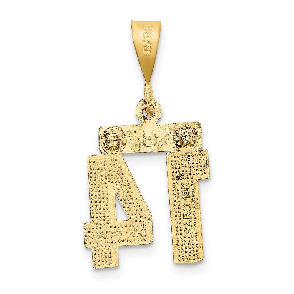 14k Small Brushed Diamond-cut Number 14 Charm