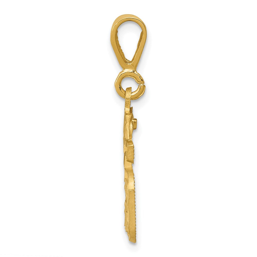 14k Small Brushed Diamond-cut Number 15 Charm