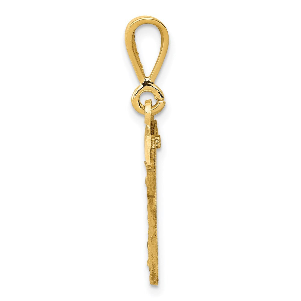 14k Small Brushed Diamond-cut Number 17 Charm