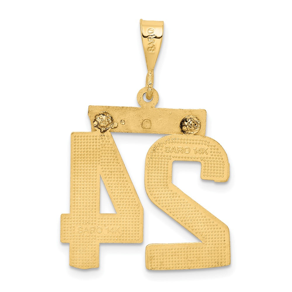 14k Small Brushed Diamond-cut Number 24 Charm