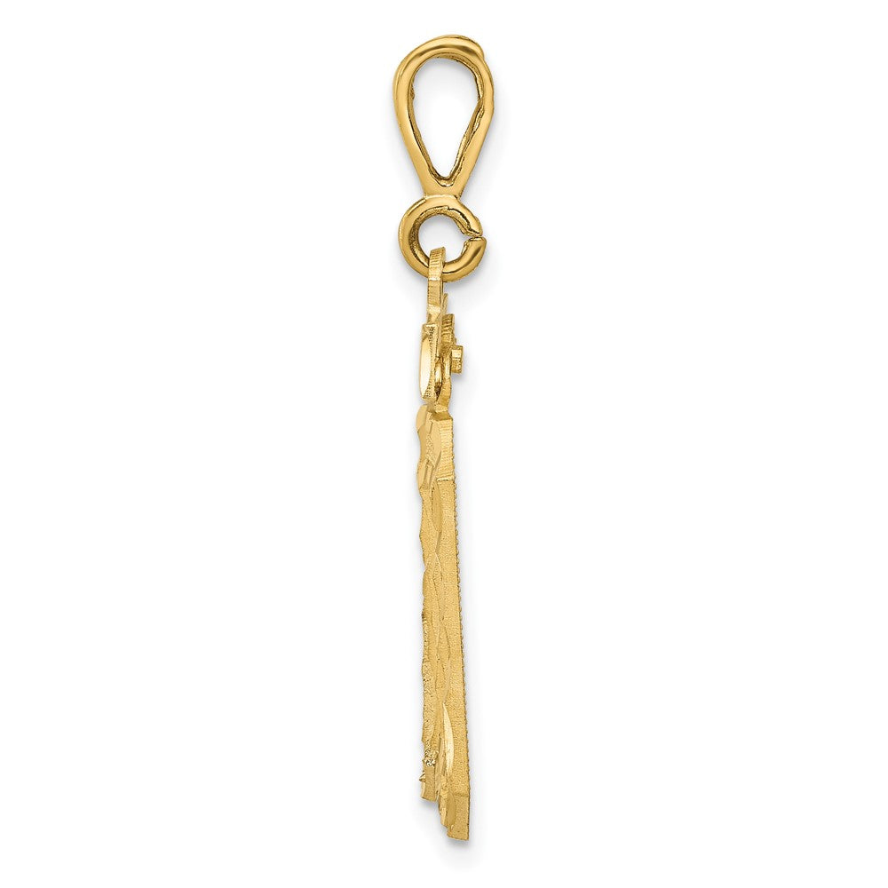14k Small Brushed Diamond-cut Number 30 Charm