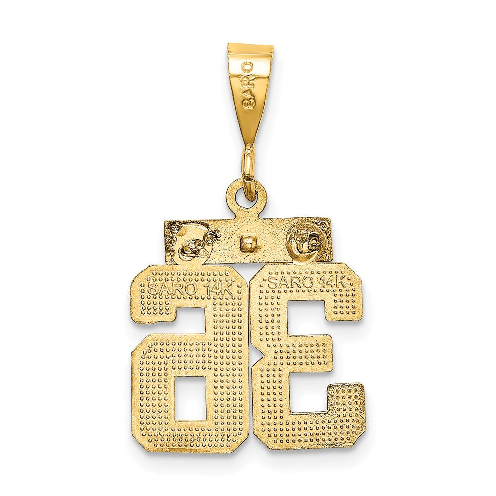 14k Small Brushed Diamond-cut Number 36 Charm