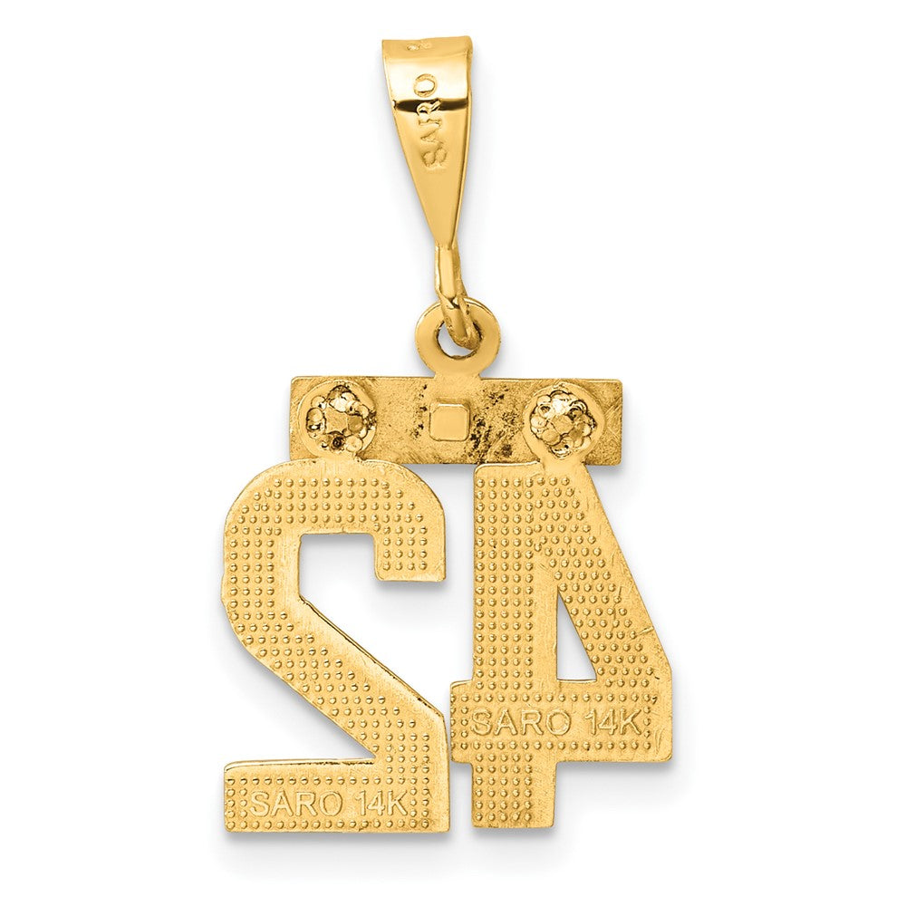 14k Small Brushed Diamond-cut Number 42 Charm