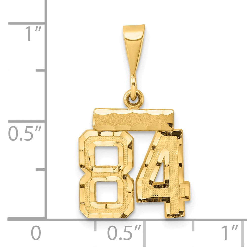14k Small Brushed Diamond-cut Number 84 Charm