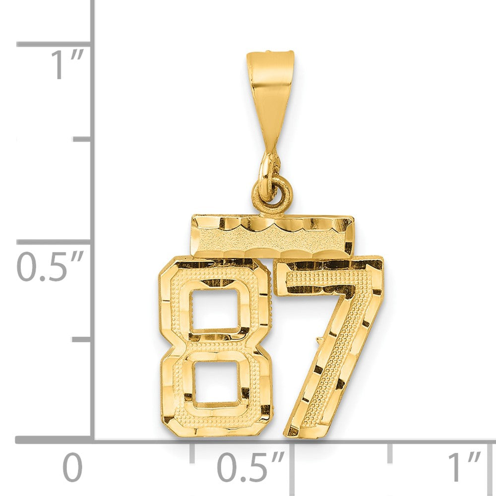 14k Small Brushed Diamond-cut Number 87 Charm