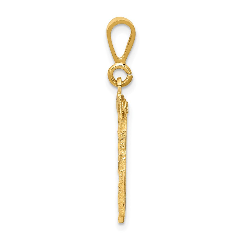 14k Small Brushed Diamond-cut Number 96 Charm