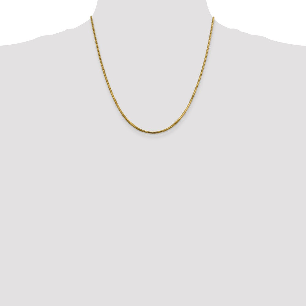 14K 20 inch 1.85mm Round Snake Lobster Clasp Chain