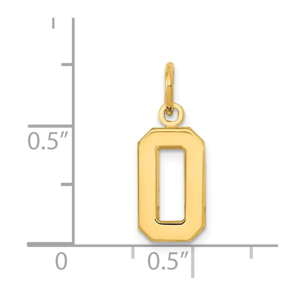 14k Small Polished Number 0 Charm