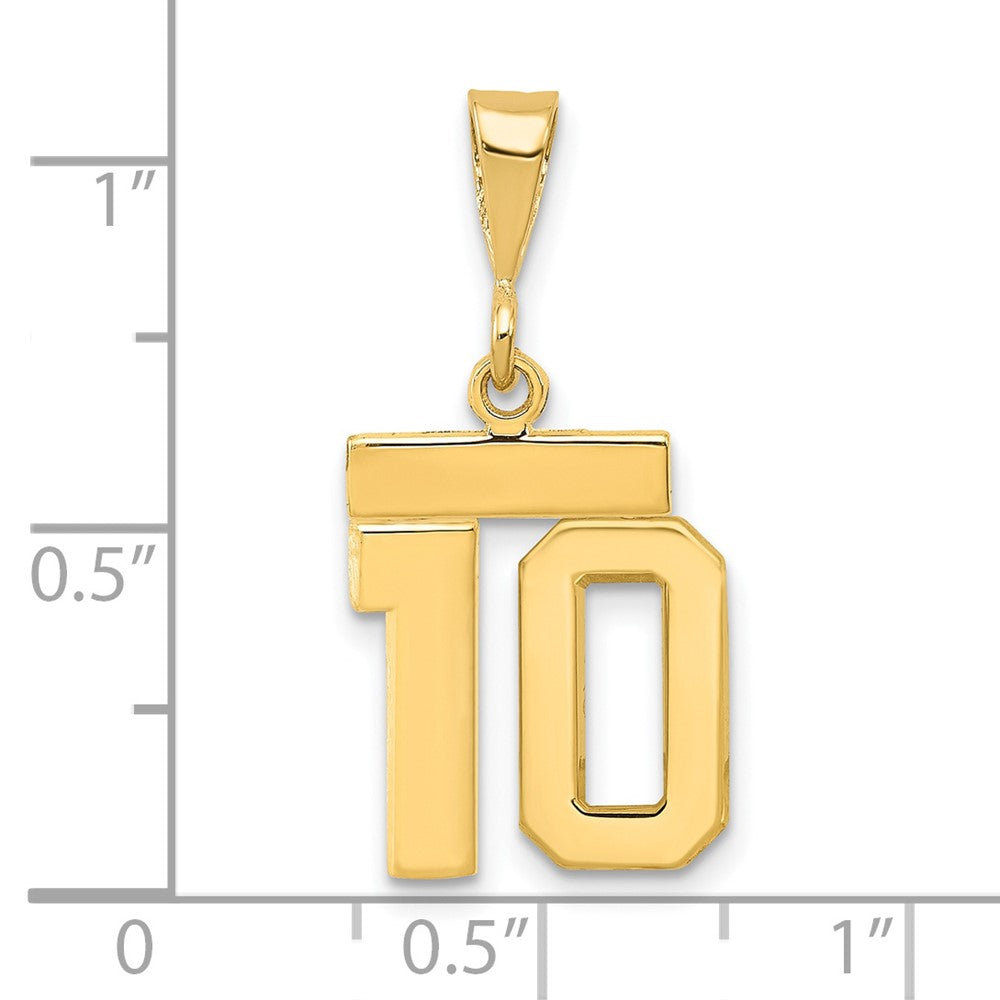 14k Small Polished Number 10 Charm