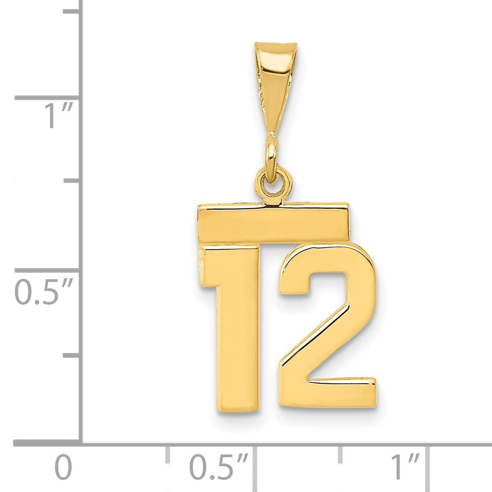 14k Small Polished Number 12 Charm