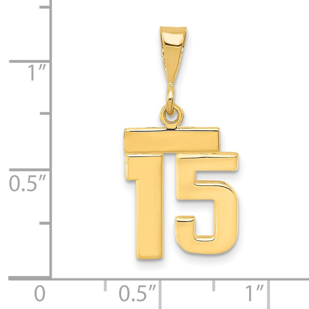 14k Small Polished Number 15 Charm