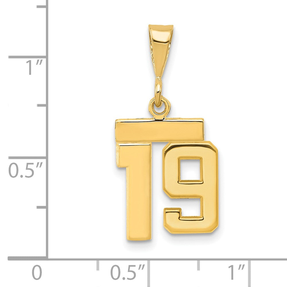 14k Small Polished Number 19 Charm