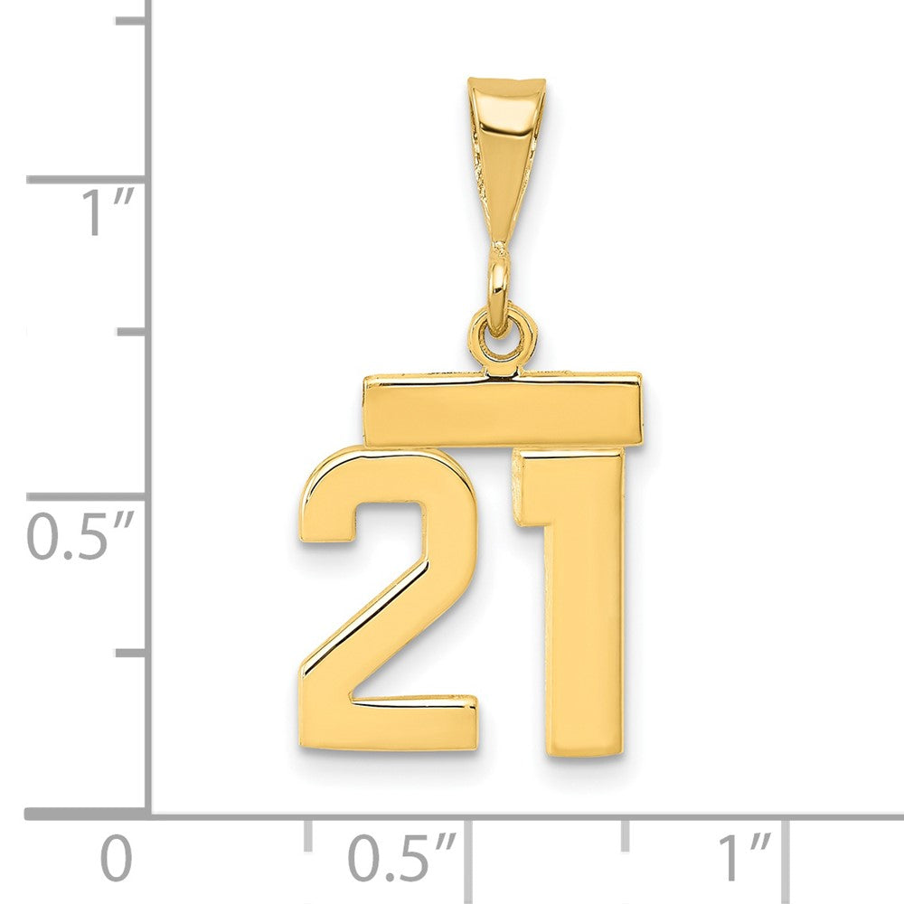 14k Small Polished Number 21 Charm