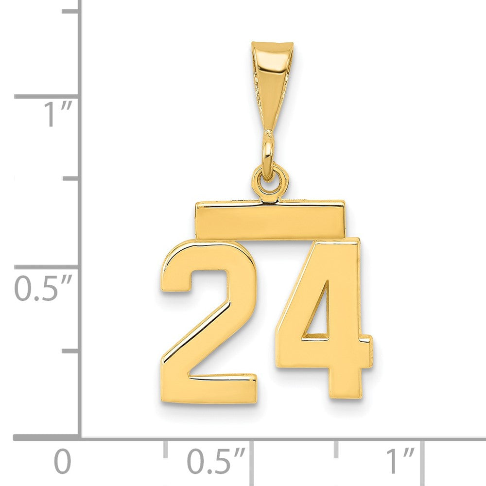 14k Small Polished Number 24 Charm
