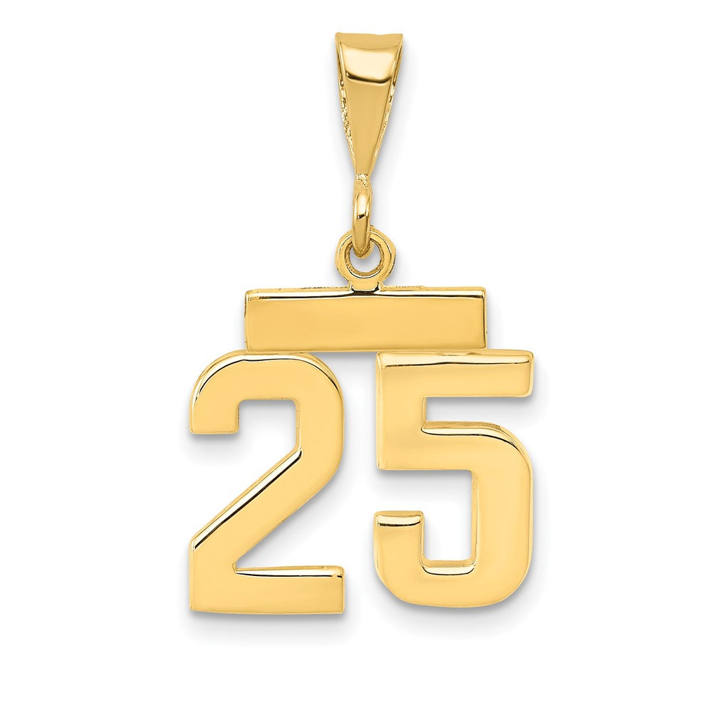 14k Small Polished Number 25 Charm