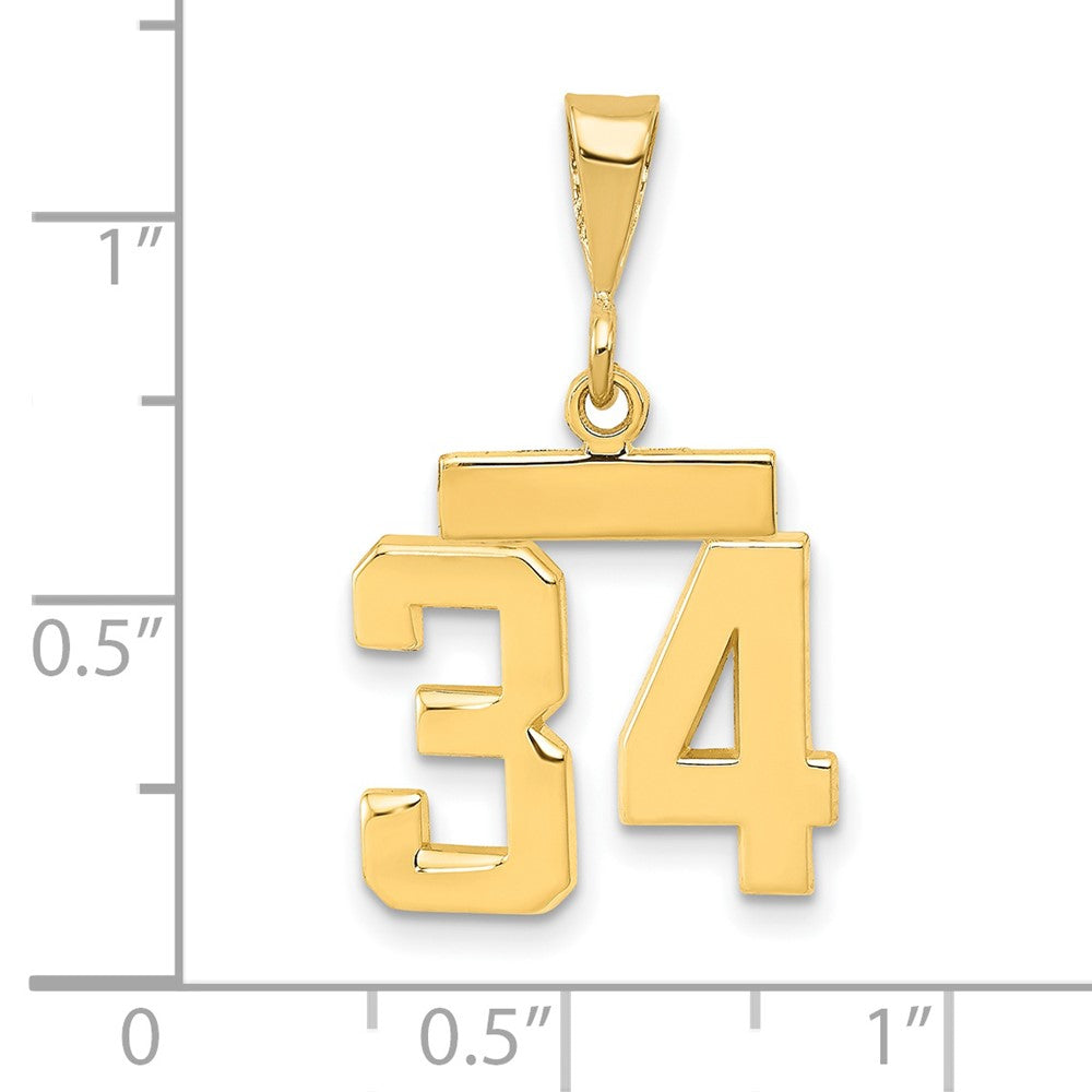 14k Small Polished Number 34 Charm