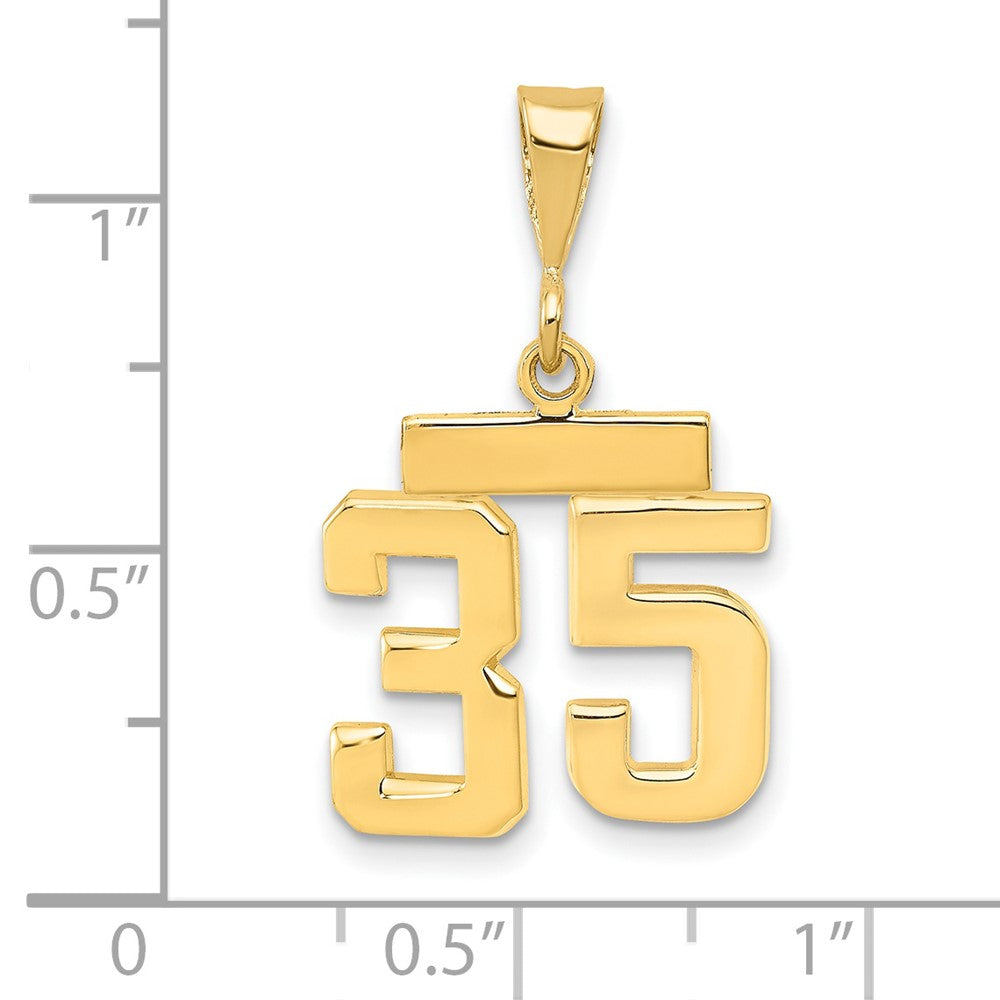 14k Small Polished Number 35 Charm